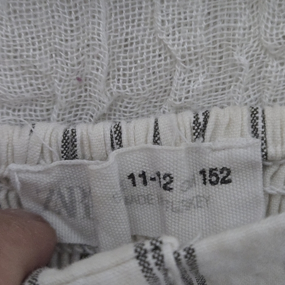 Zara Girls Top Grey and white striped Button Front Elastic Back Girly Ruffled 12 - Picture 2 of 4